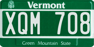 VT license plate XQM708