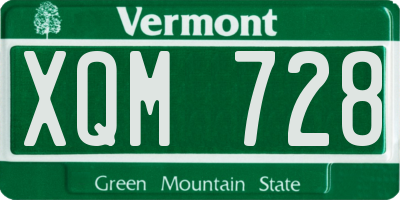 VT license plate XQM728