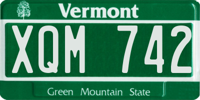 VT license plate XQM742