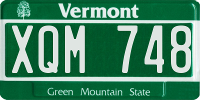 VT license plate XQM748