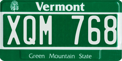 VT license plate XQM768