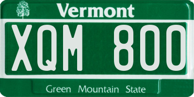 VT license plate XQM800