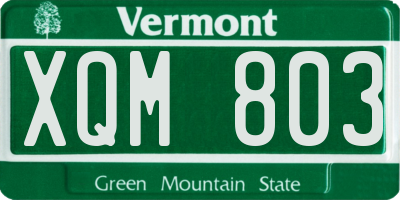 VT license plate XQM803