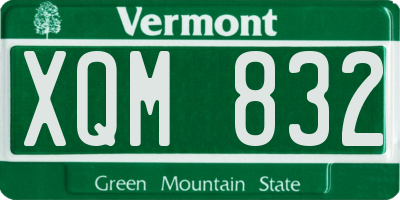 VT license plate XQM832