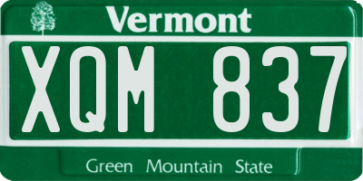 VT license plate XQM837