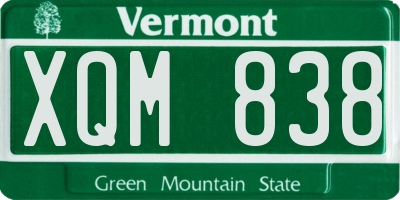 VT license plate XQM838