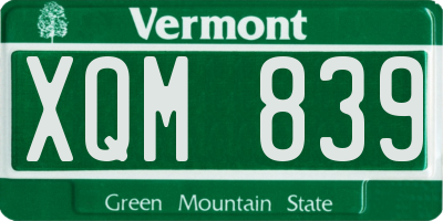 VT license plate XQM839