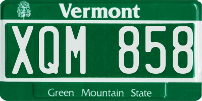 VT license plate XQM858