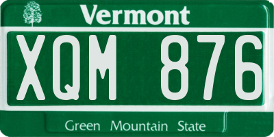 VT license plate XQM876