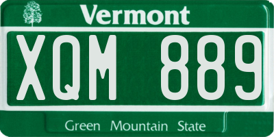 VT license plate XQM889