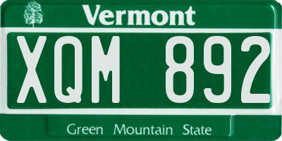 VT license plate XQM892