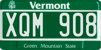 VT license plate XQM908