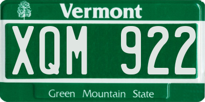 VT license plate XQM922