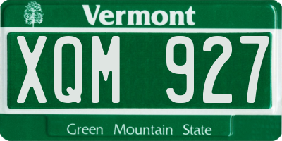 VT license plate XQM927