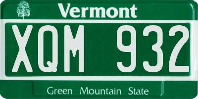 VT license plate XQM932