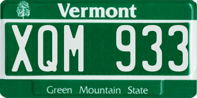 VT license plate XQM933