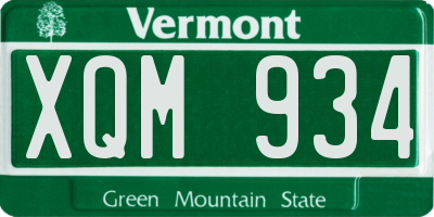 VT license plate XQM934
