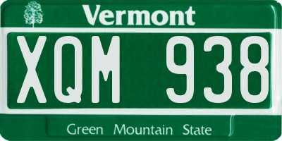 VT license plate XQM938