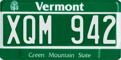 VT license plate XQM942