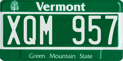 VT license plate XQM957