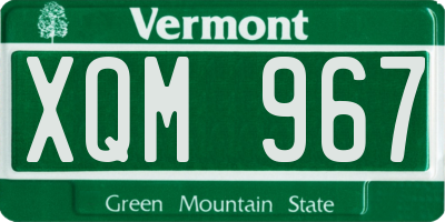 VT license plate XQM967