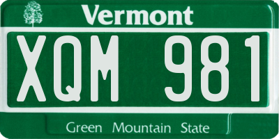 VT license plate XQM981