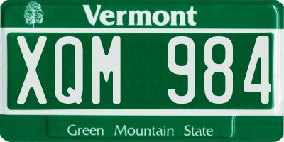VT license plate XQM984