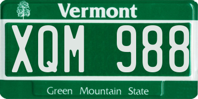 VT license plate XQM988