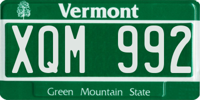 VT license plate XQM992