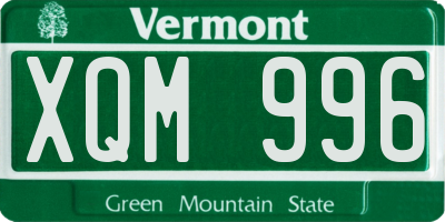 VT license plate XQM996
