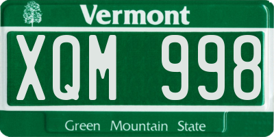 VT license plate XQM998