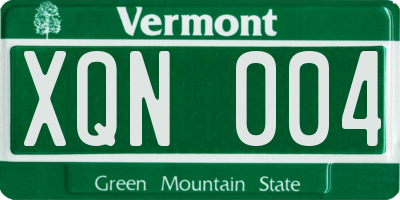 VT license plate XQN004