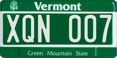 VT license plate XQN007