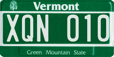 VT license plate XQN010
