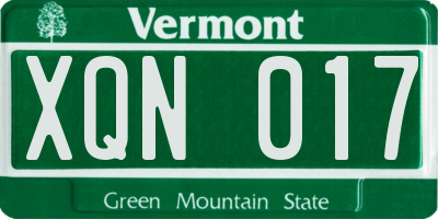 VT license plate XQN017