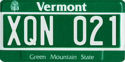 VT license plate XQN021