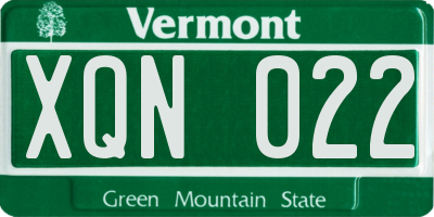 VT license plate XQN022