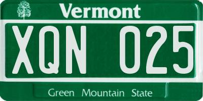 VT license plate XQN025
