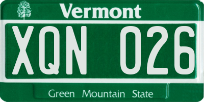 VT license plate XQN026