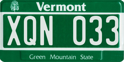 VT license plate XQN033
