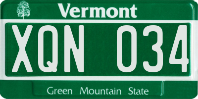 VT license plate XQN034