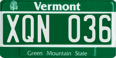 VT license plate XQN036