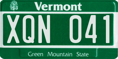 VT license plate XQN041