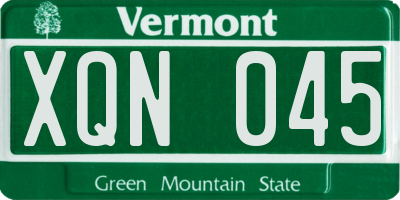 VT license plate XQN045