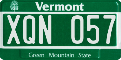 VT license plate XQN057