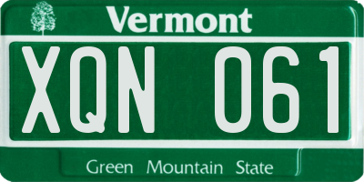 VT license plate XQN061