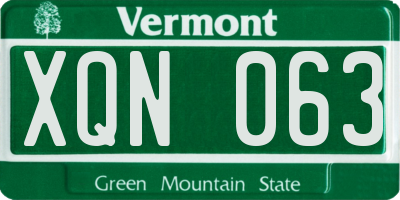 VT license plate XQN063