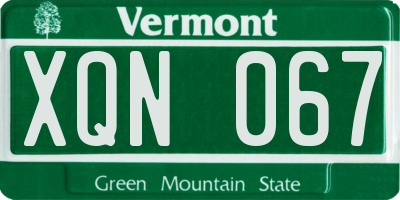 VT license plate XQN067