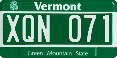 VT license plate XQN071