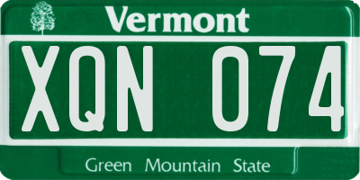 VT license plate XQN074
